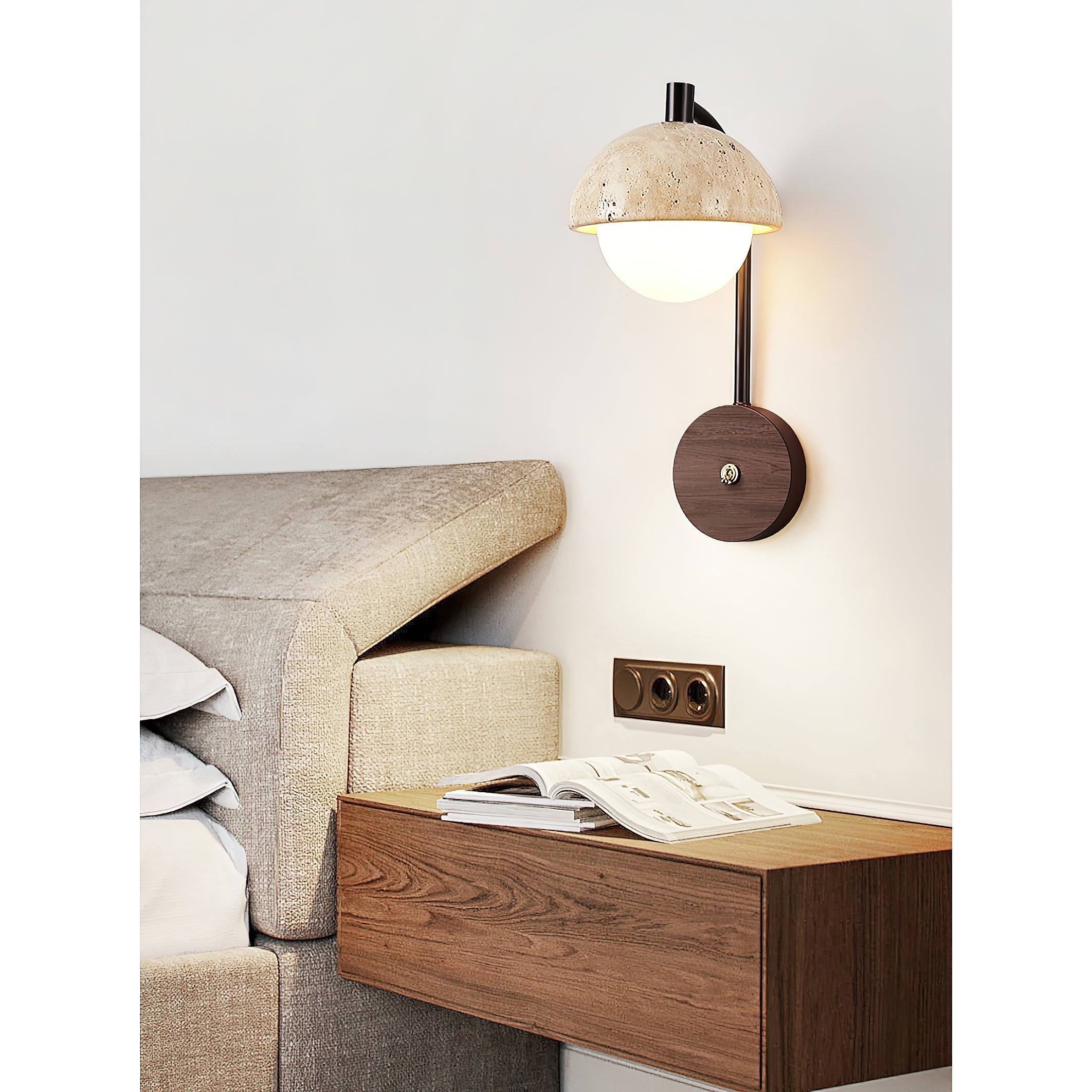 Civarir Modern Minimalist Beige Travertine Wall Lamp - Letslighting