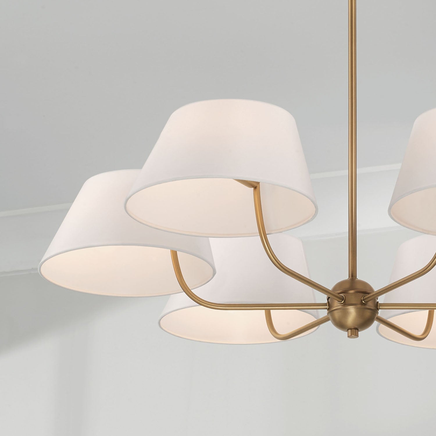 Arcara Vintage Industrieller Messing Stoff-Kronleuchter-Letslighting