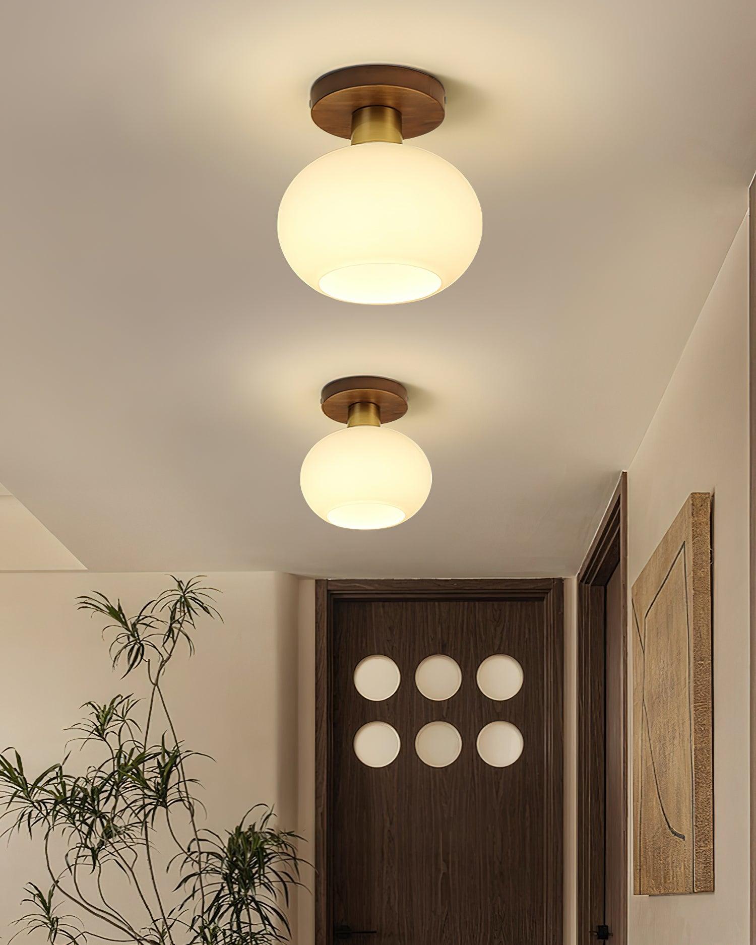 Ellorus Nordisch Kunst Weiß Muschel Glas Deckenleuchte-Letslighting