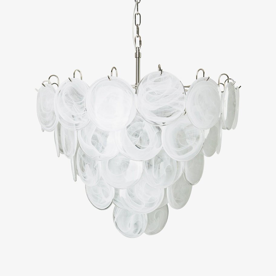 Aurora Chandelier White Murano Glass Disc - Neutralighting