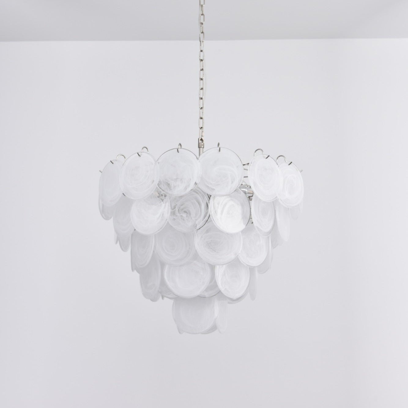 Aurora Chandelier White Murano Glass Disc - Neutralighting