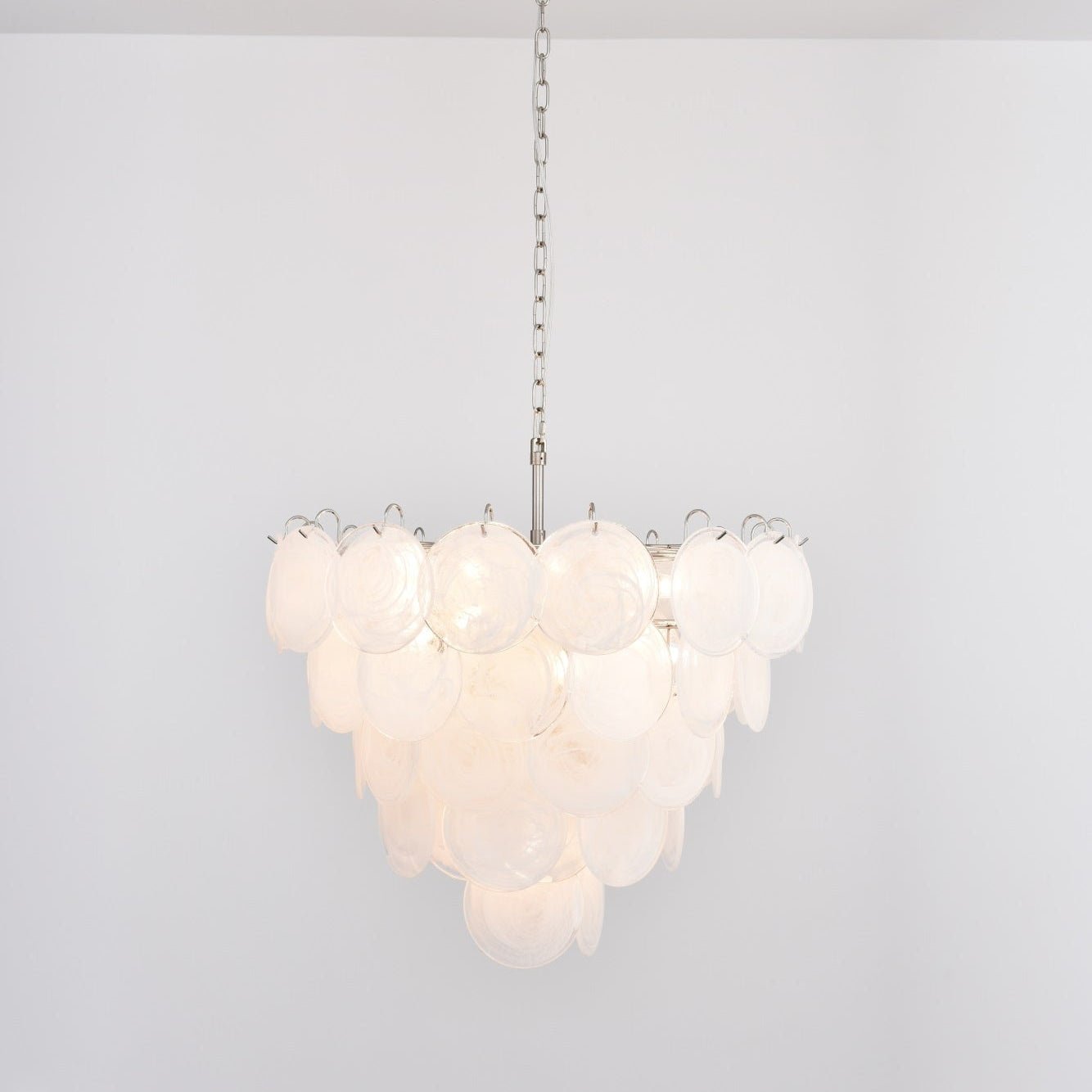 Aurora Chandelier White Murano Glass Disc - Neutralighting