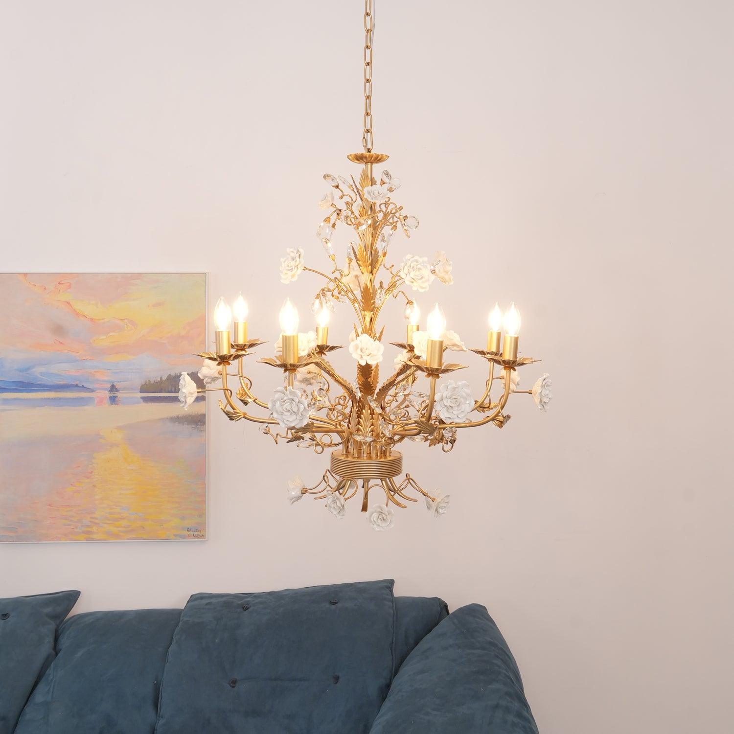 Vavenara Postmodern Luxury Rose White Crystal Chandelier - Letslighting