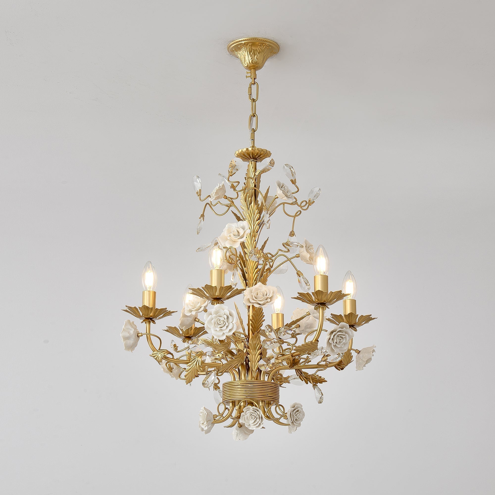 Vavenara Postmodern Luxury Rose White Crystal Chandelier - Letslighting