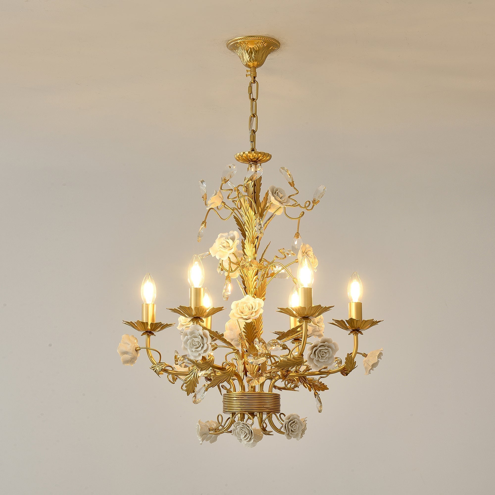 Vavenara Postmodern Luxury Rose White Crystal Chandelier - Letslighting