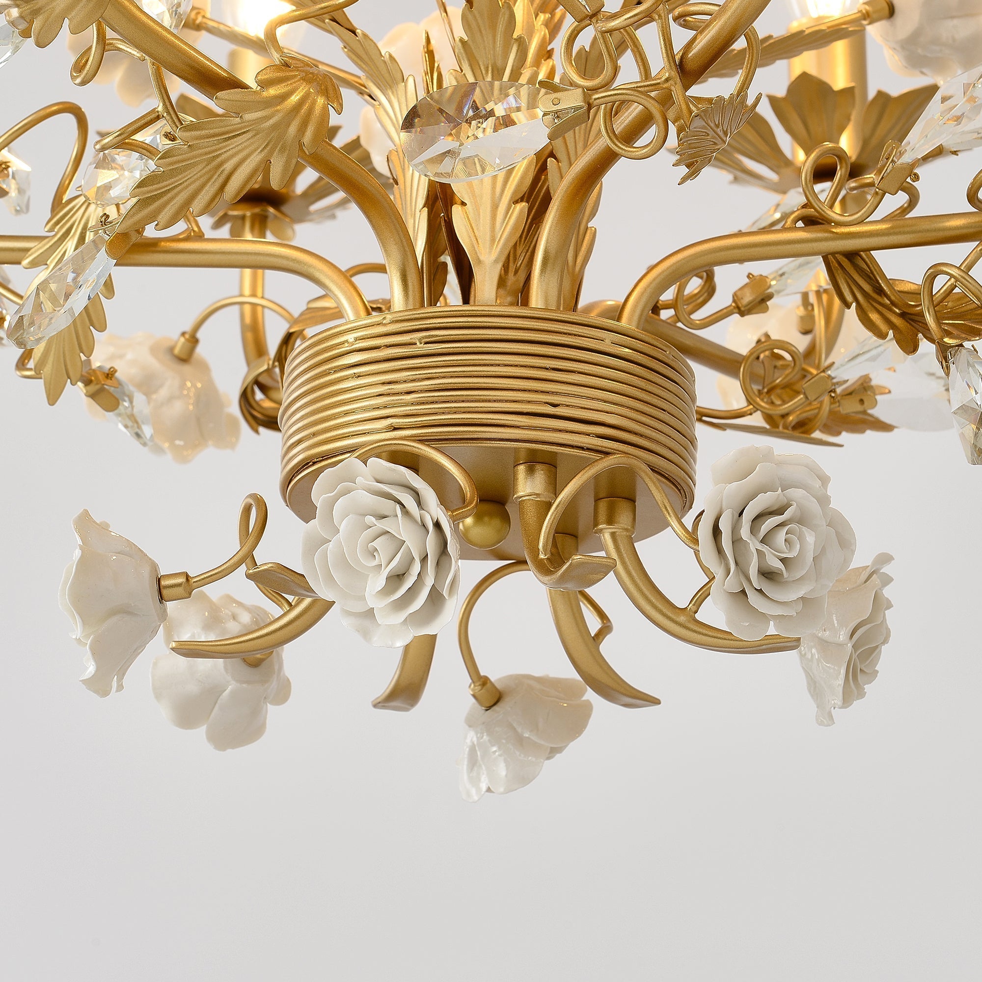 Vavenara Postmodern Luxury Rose White Crystal Chandelier - Letslighting