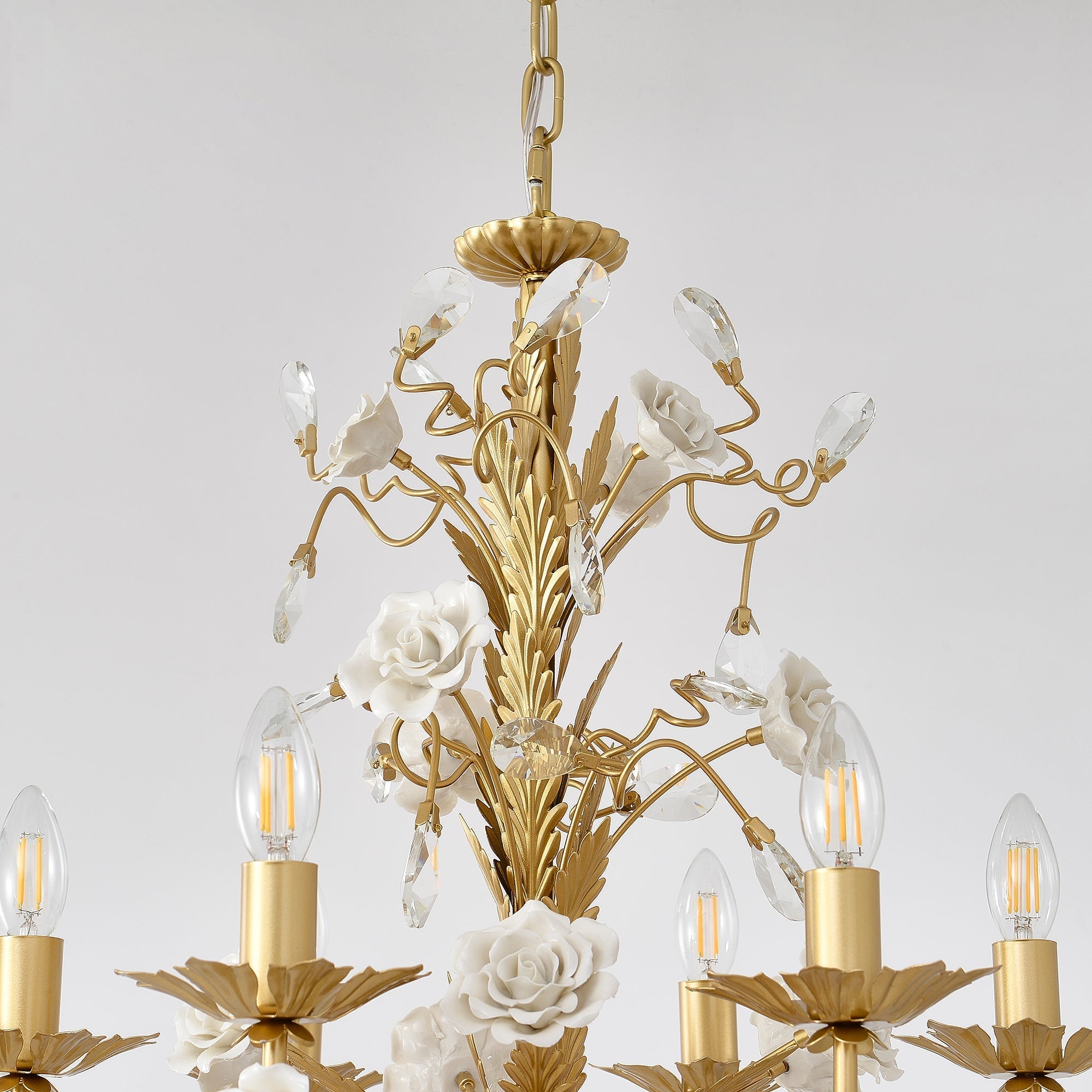Vavenara Postmodern Luxury Rose White Crystal Chandelier - Letslighting