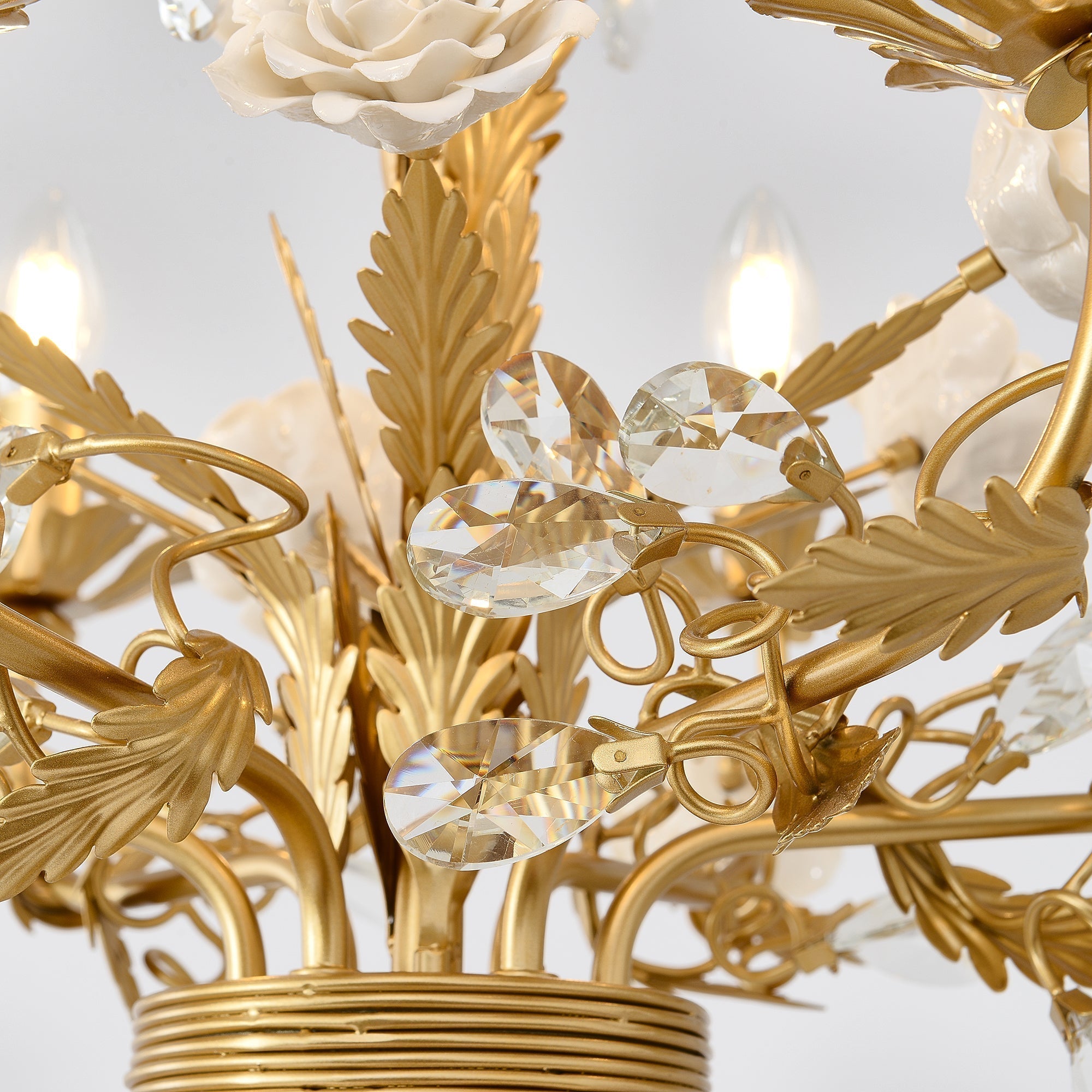 Vavenara Postmodern Luxury Rose White Crystal Chandelier - Letslighting