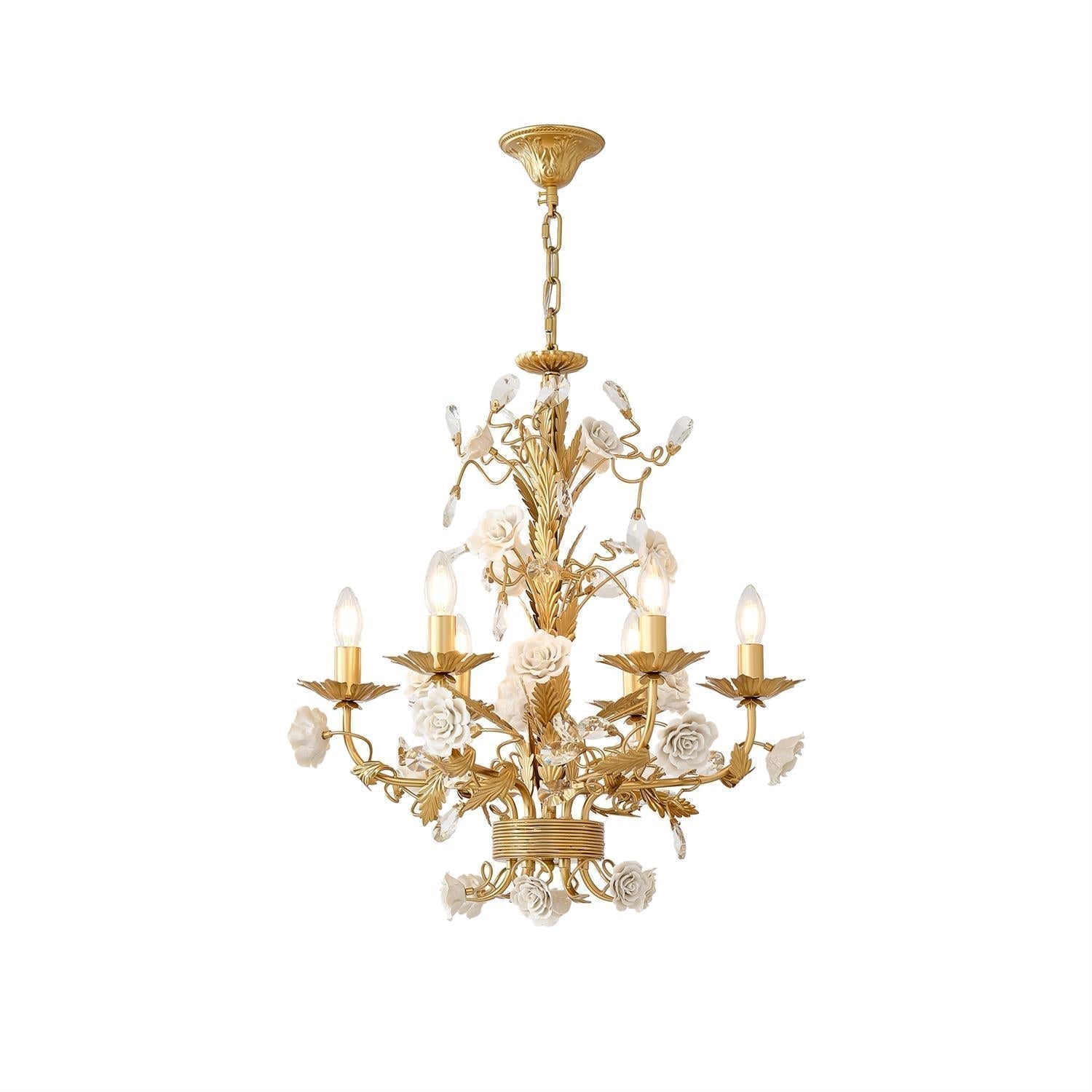 Vavenara Postmodern Luxury Rose White Crystal Chandelier - Letslighting