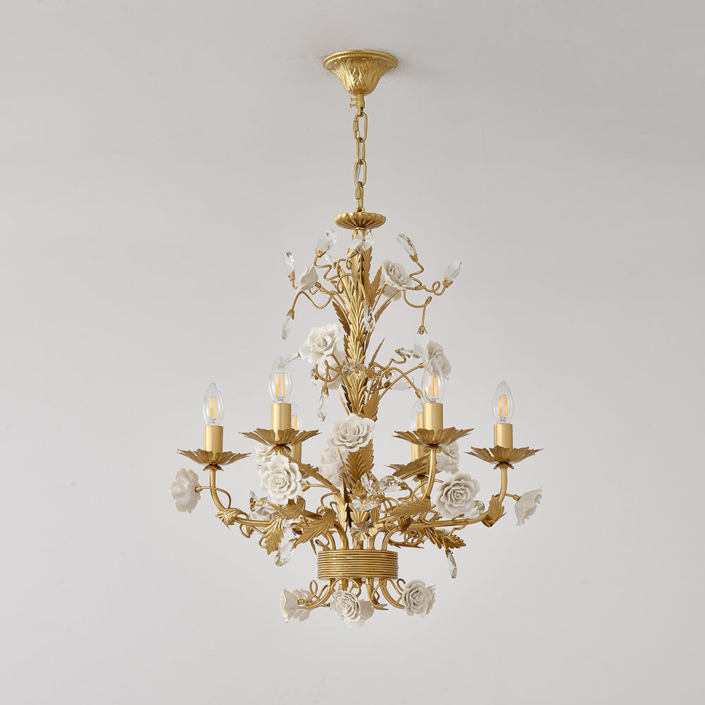 Vavenara Postmodern Luxury Rose White Crystal Chandelier - Letslighting