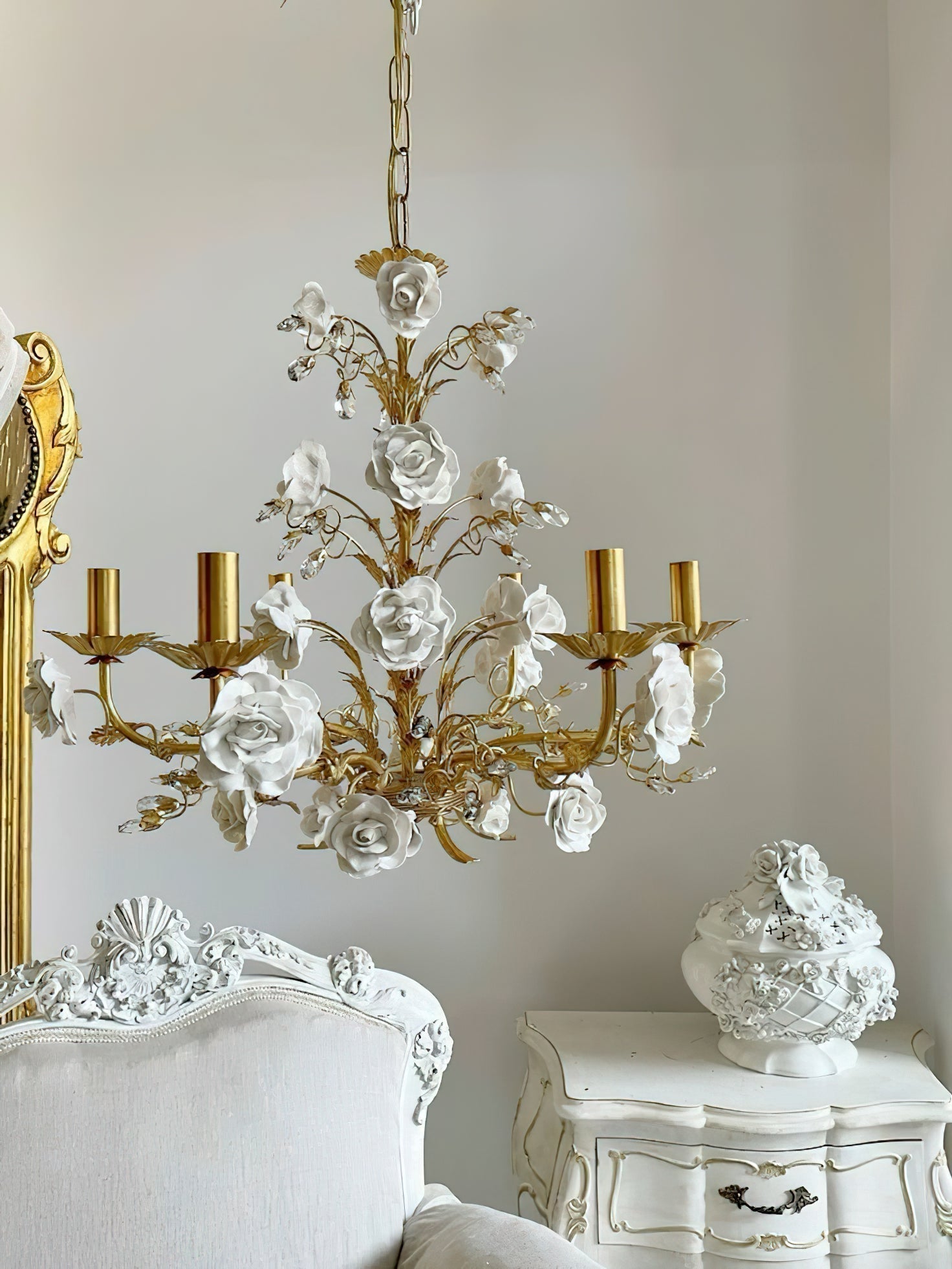 Vavenara Postmodern Luxury Rose White Crystal Chandelier - Letslighting