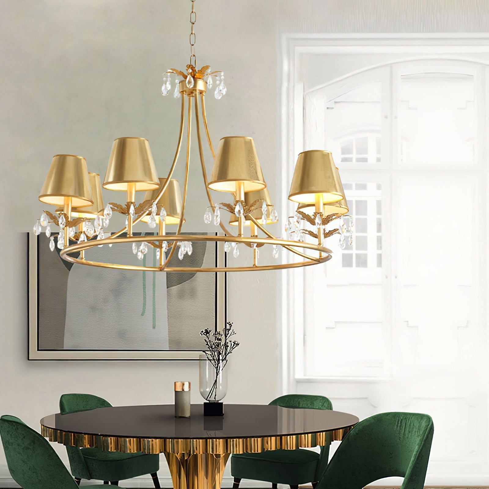 Ivsilan Industrieller Vintage Kronleuchter aus Messing und Kristall-Letslighting