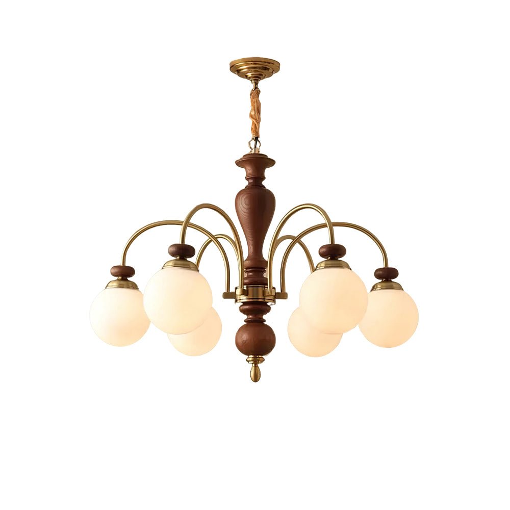 Solara Kronleuchter Klassisch Holz Messing-Letslighting