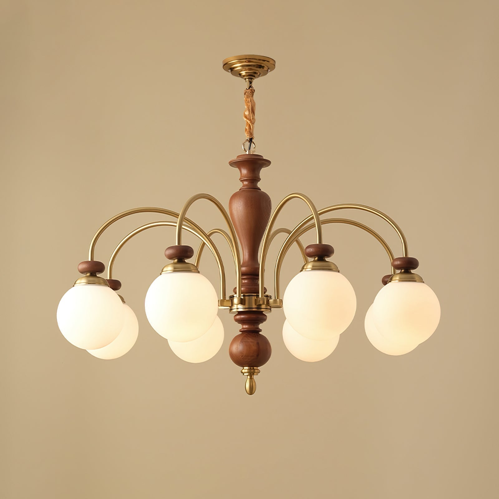 Solara Kronleuchter Klassisch Holz Messing-Letslighting