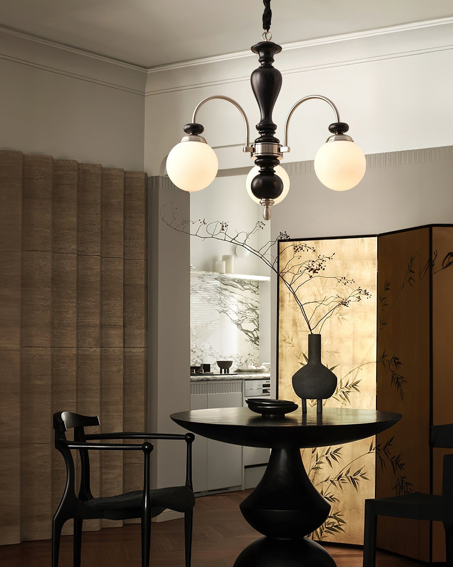Solara Kronleuchter Klassisch Holz Messing-Letslighting
