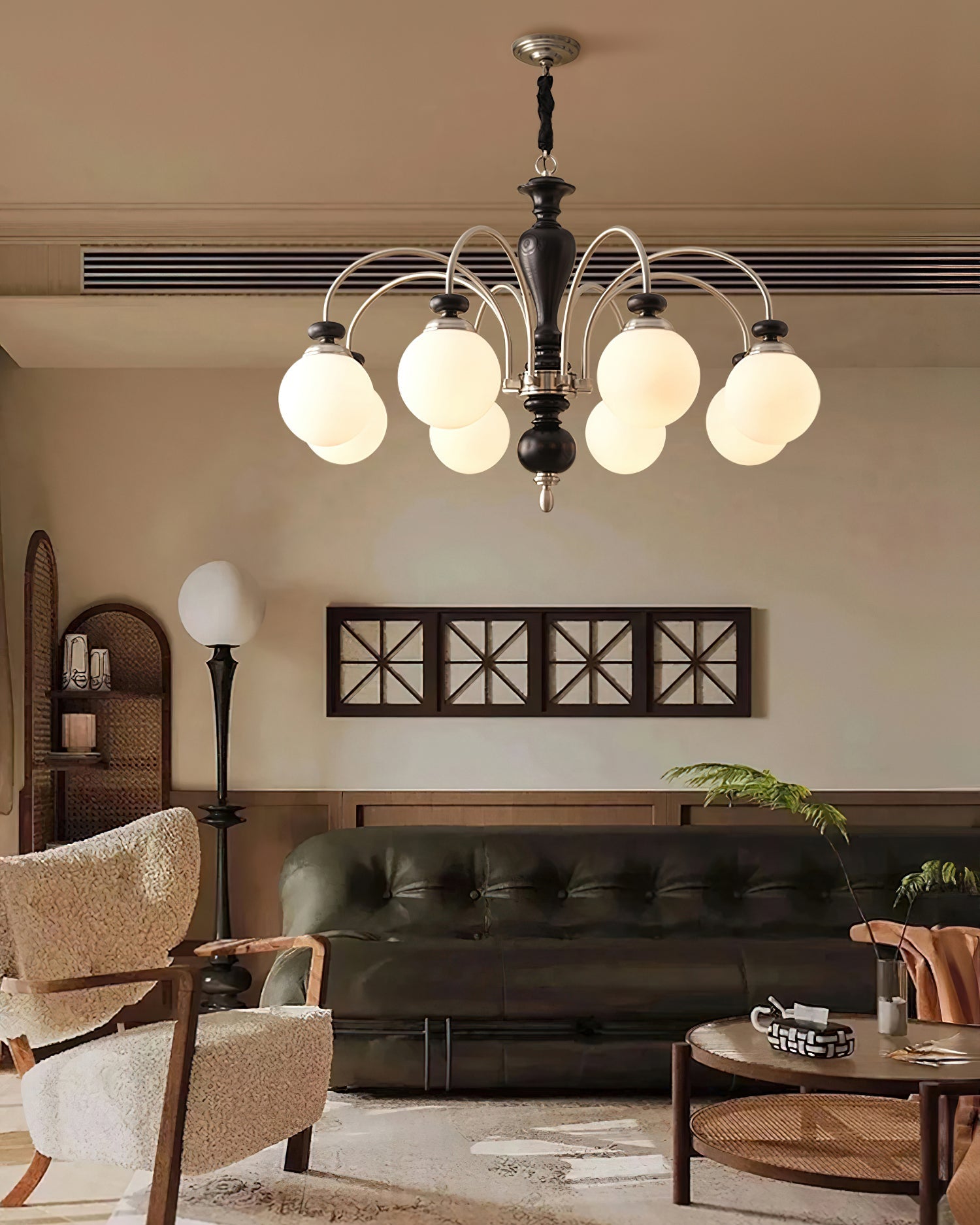 Solara Kronleuchter Klassisch Holz Messing-Letslighting