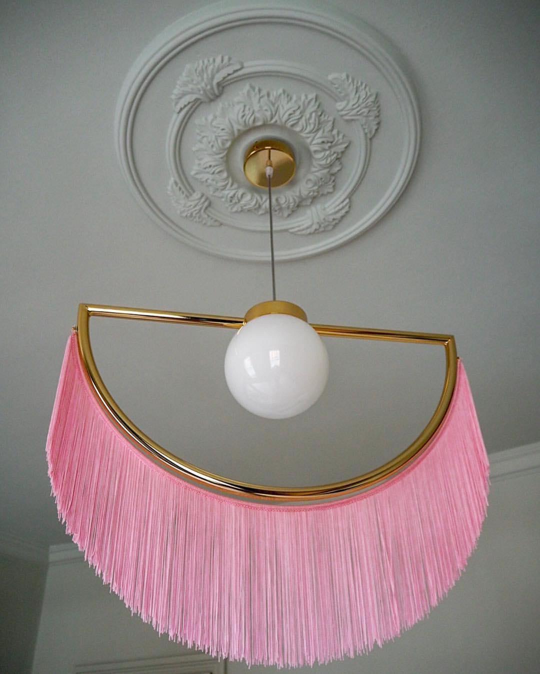 Solara Pendelleuchte Stoff Fransen Globus Retro Boho-Letslighting