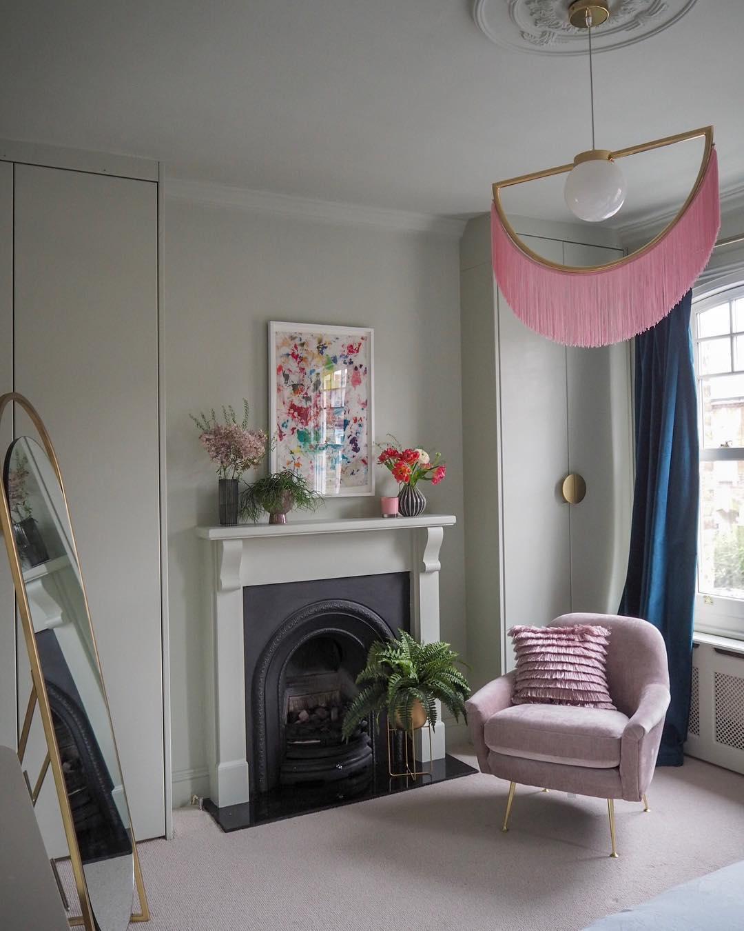 Solara Pendelleuchte Stoff Fransen Globus Retro Boho-Letslighting