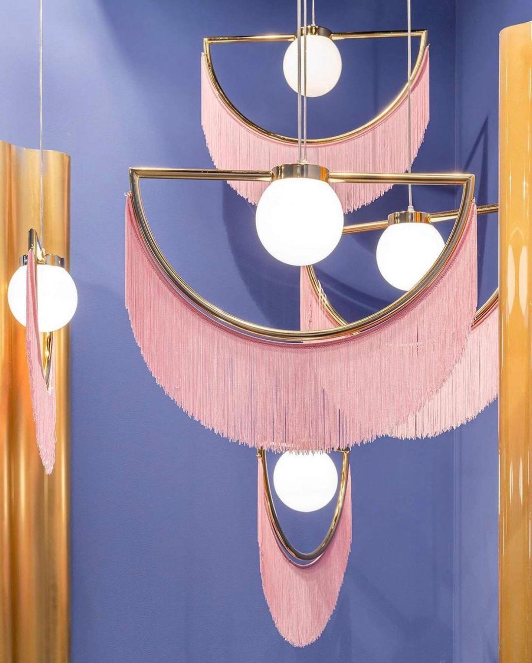 Solara Pendelleuchte Stoff Fransen Globus Retro Boho-Letslighting