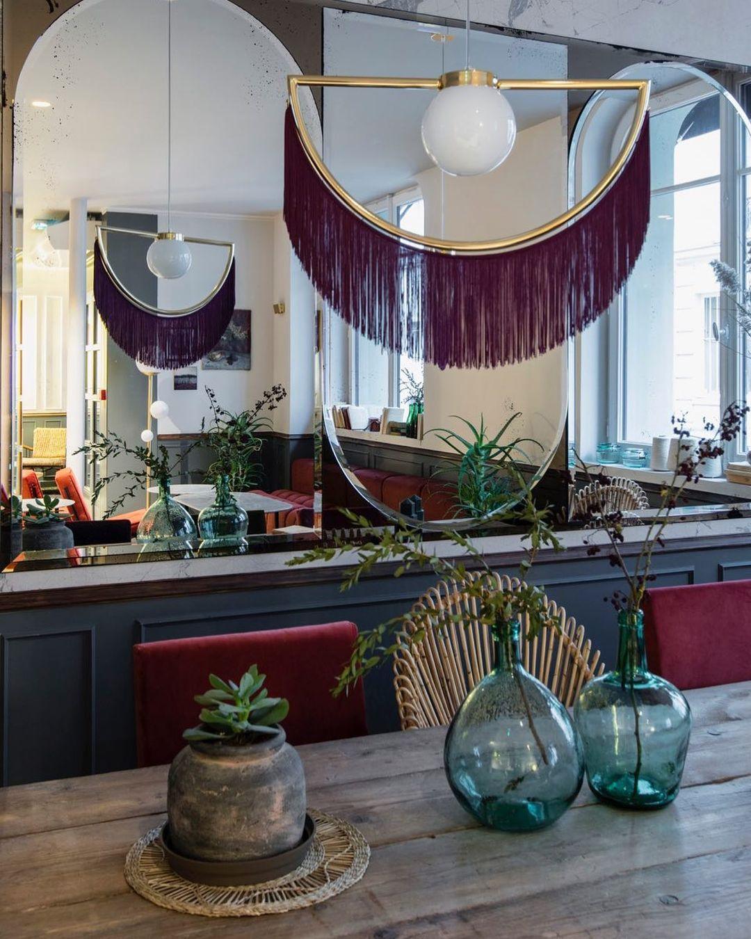 Solara Pendelleuchte Stoff Fransen Globus Retro Boho-Letslighting