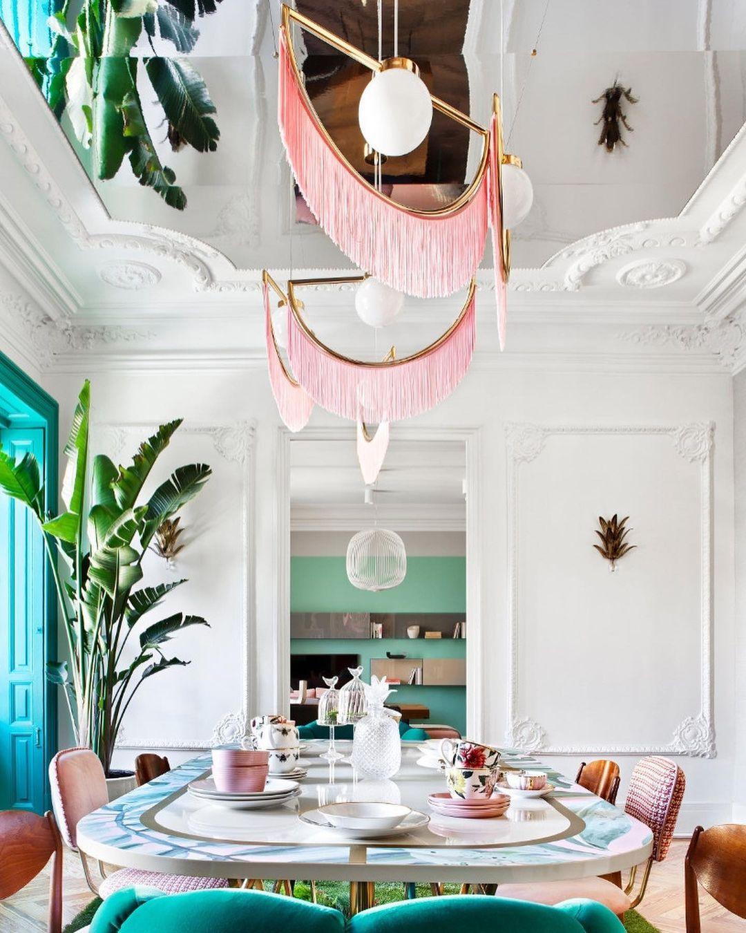Solara Pendelleuchte Stoff Fransen Globus Retro Boho-Letslighting