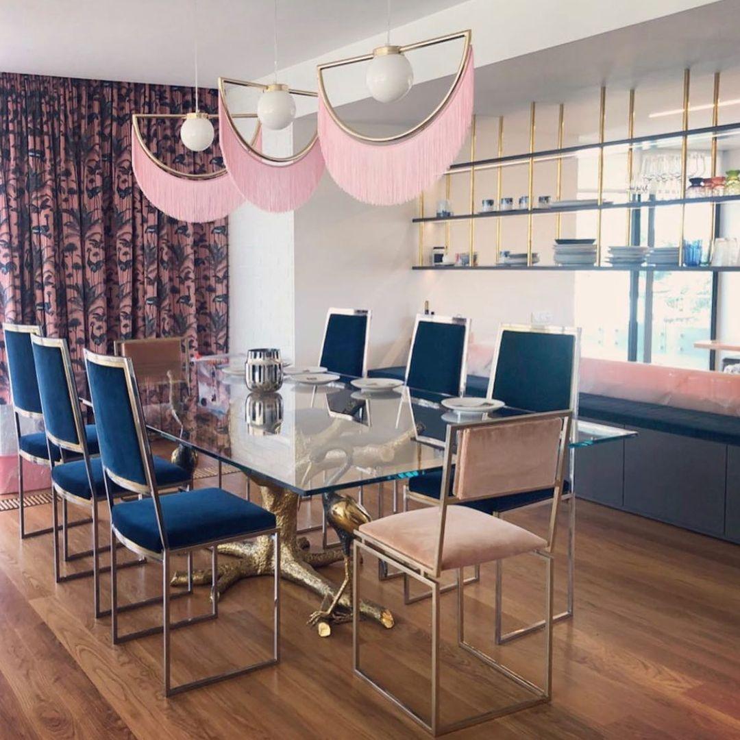 Solara Pendelleuchte Stoff Fransen Globus Retro Boho-Letslighting