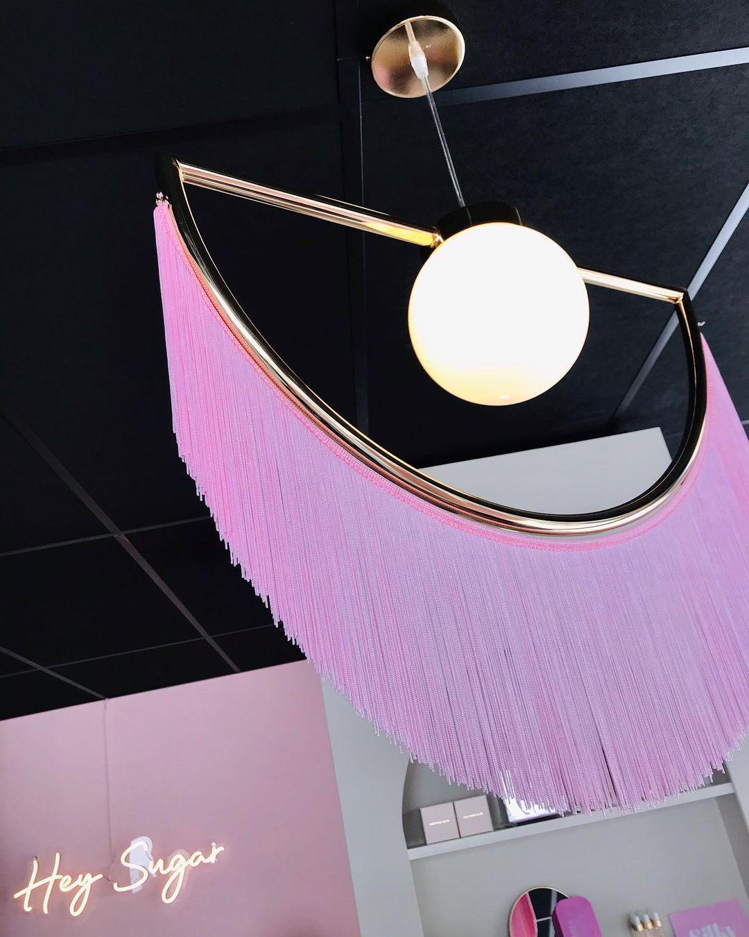 Solara Pendelleuchte Stoff Fransen Globus Retro Boho-Letslighting