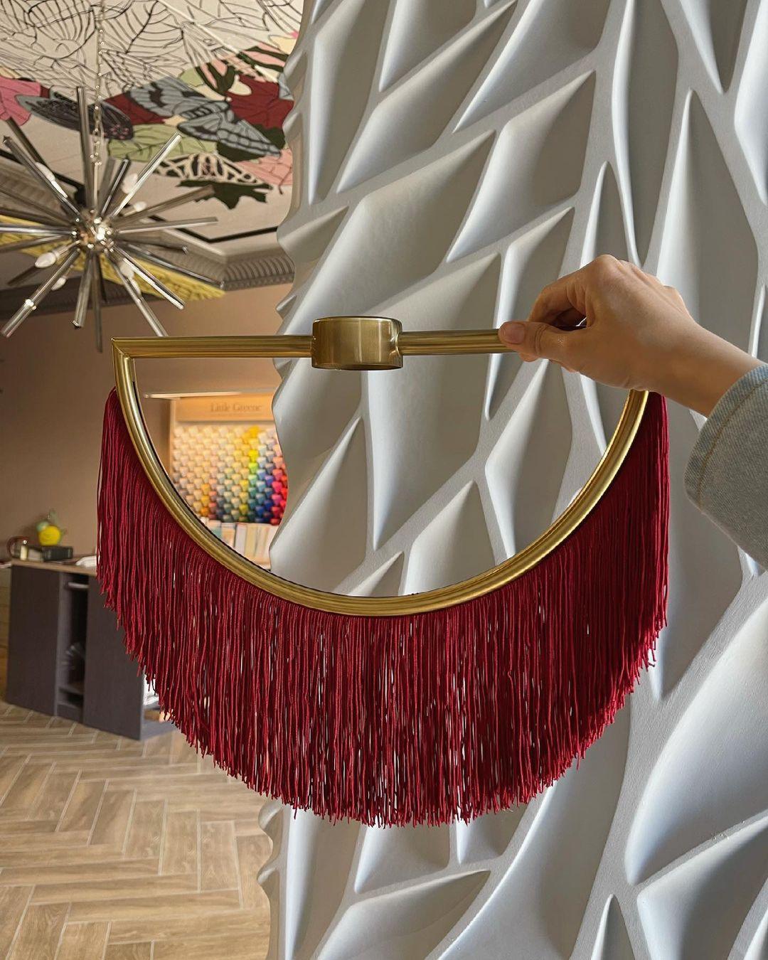 Solara Pendelleuchte Stoff Fransen Globus Retro Boho-Letslighting