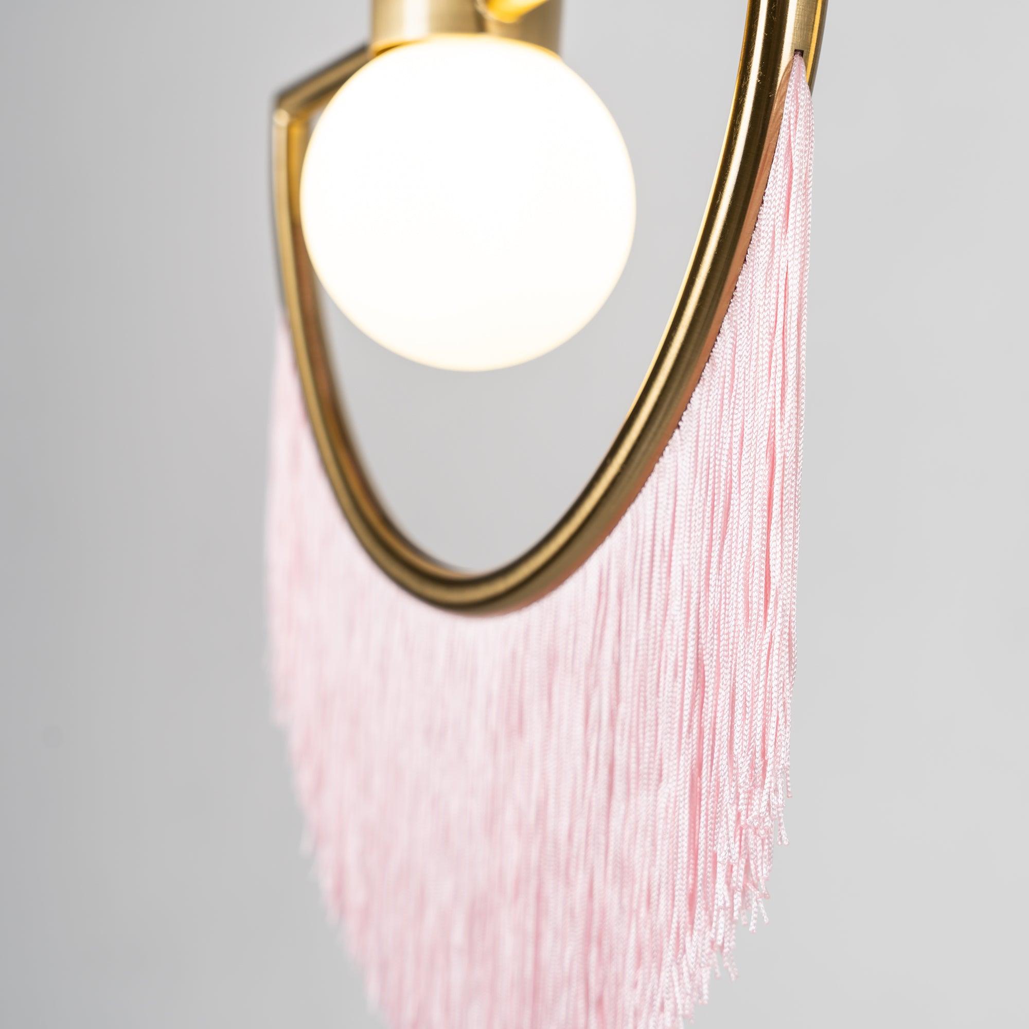 Solara Pendelleuchte Stoff Fransen Globus Retro Boho-Letslighting