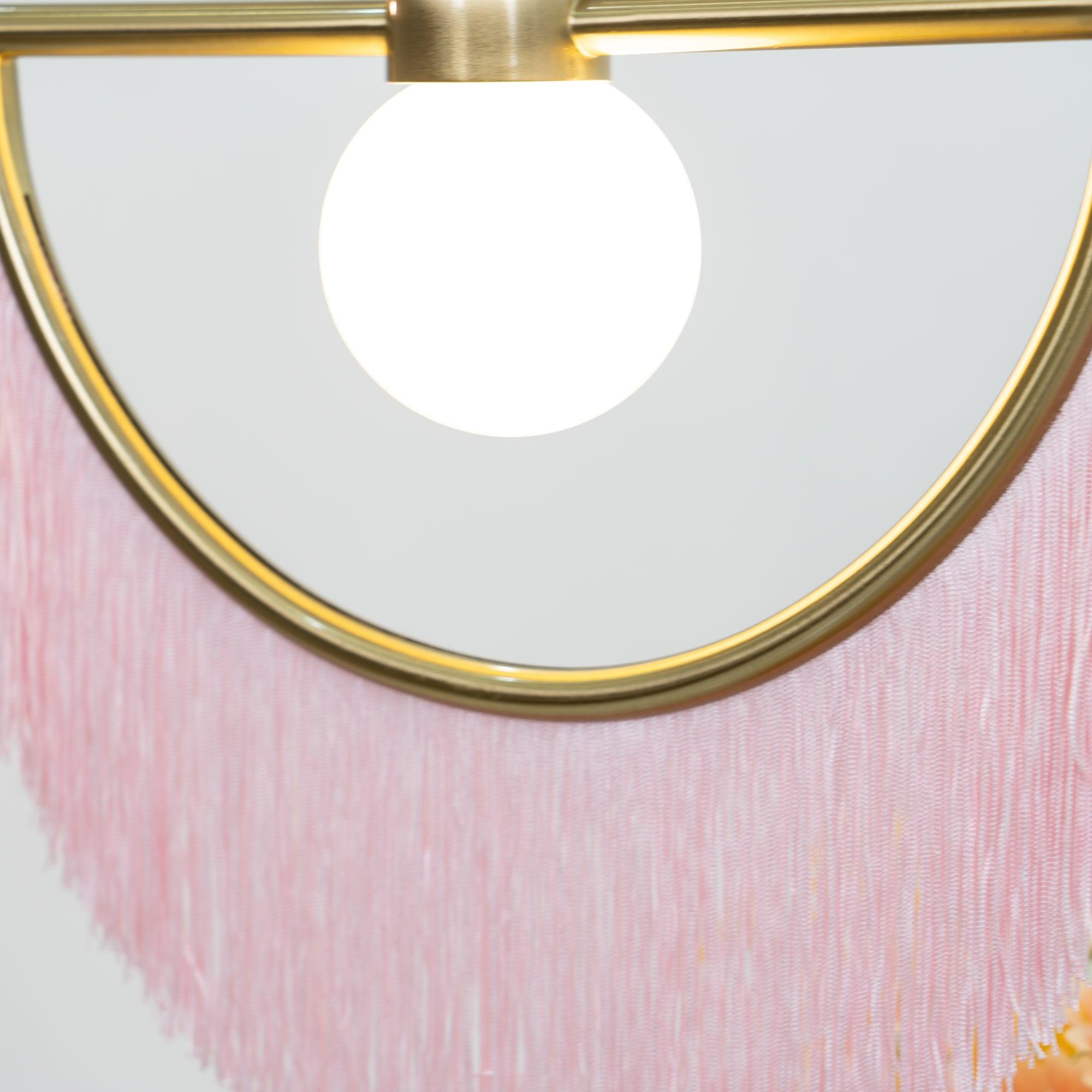 Solara Pendelleuchte Stoff Fransen Globus Retro Boho-Letslighting