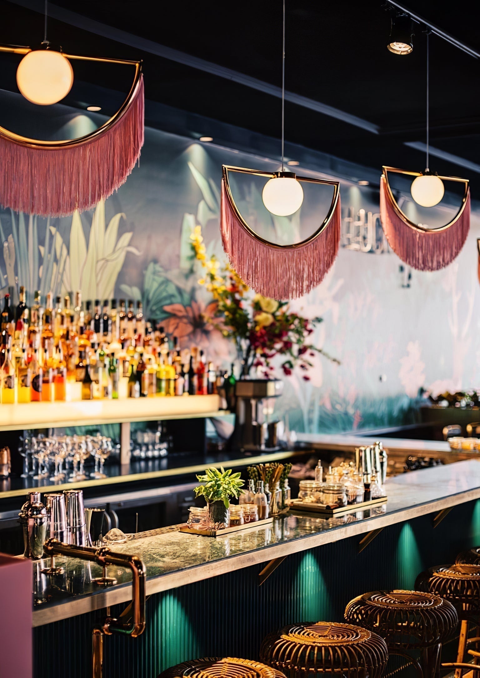 Solara Pendelleuchte Stoff Fransen Globus Retro Boho-Letslighting