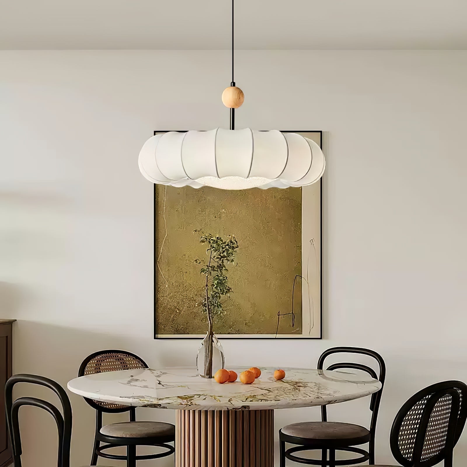 Lyvina Traditionell Natur Schleier Holz Stoff Pendelleuchte Leuchte-Letslighting