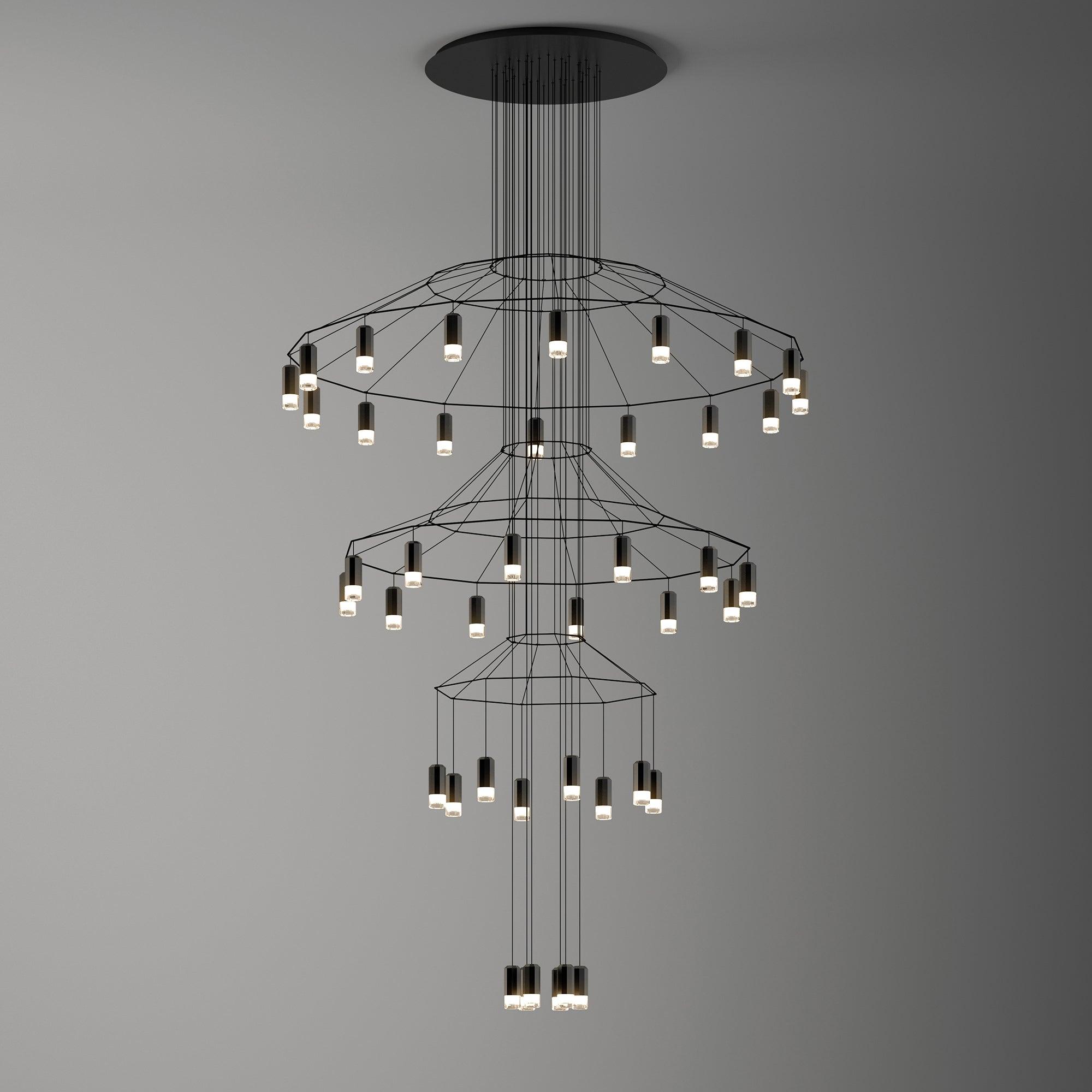 Lustra Schwarzer Drahtlinien-LED-Kronleuchter-Letslighting