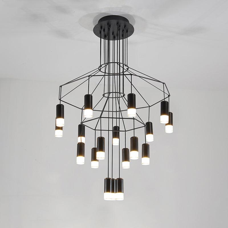 Lustra Schwarzer Drahtlinien-LED-Kronleuchter-Letslighting