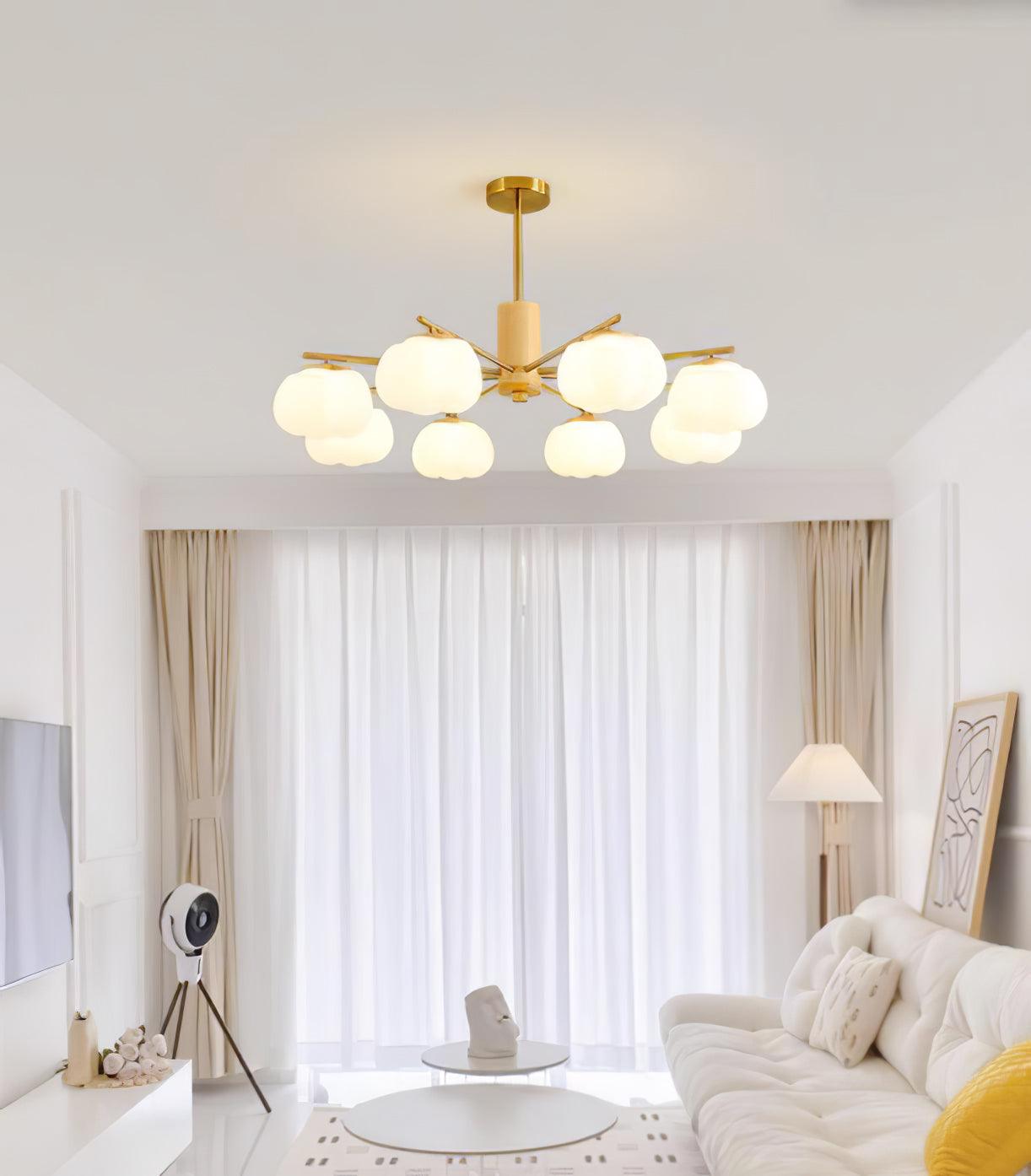Lustra Kronleuchter Holz Baumwolle Bälle Gold PE-Letslighting