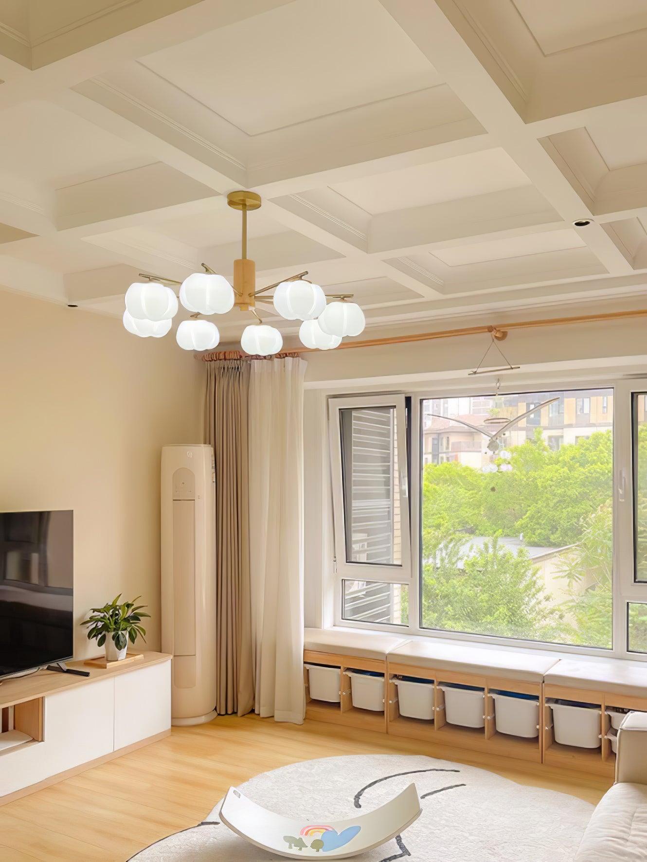 Lustra Kronleuchter Holz Baumwolle Bälle Gold PE-Letslighting