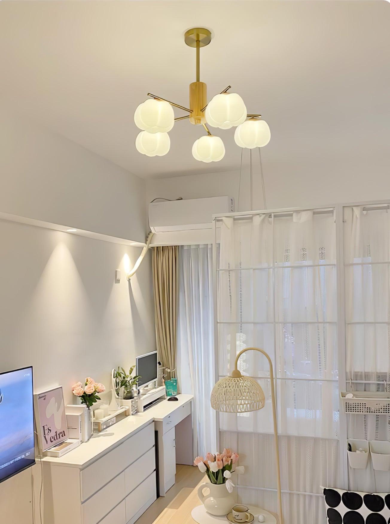 Lustra Kronleuchter Holz Baumwolle Bälle Gold PE-Letslighting