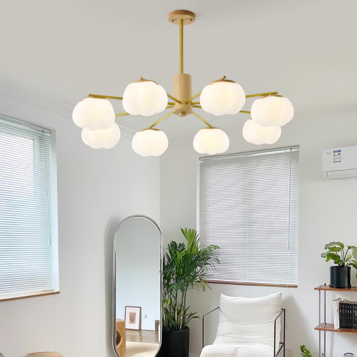 Lustra Kronleuchter Holz Baumwolle Bälle Gold PE-Letslighting