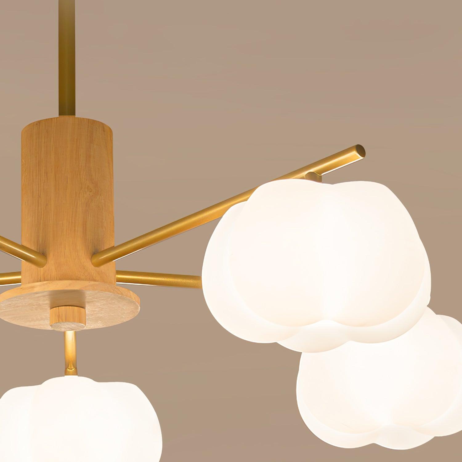 Lustra Kronleuchter Holz Baumwolle Bälle Gold PE-Letslighting