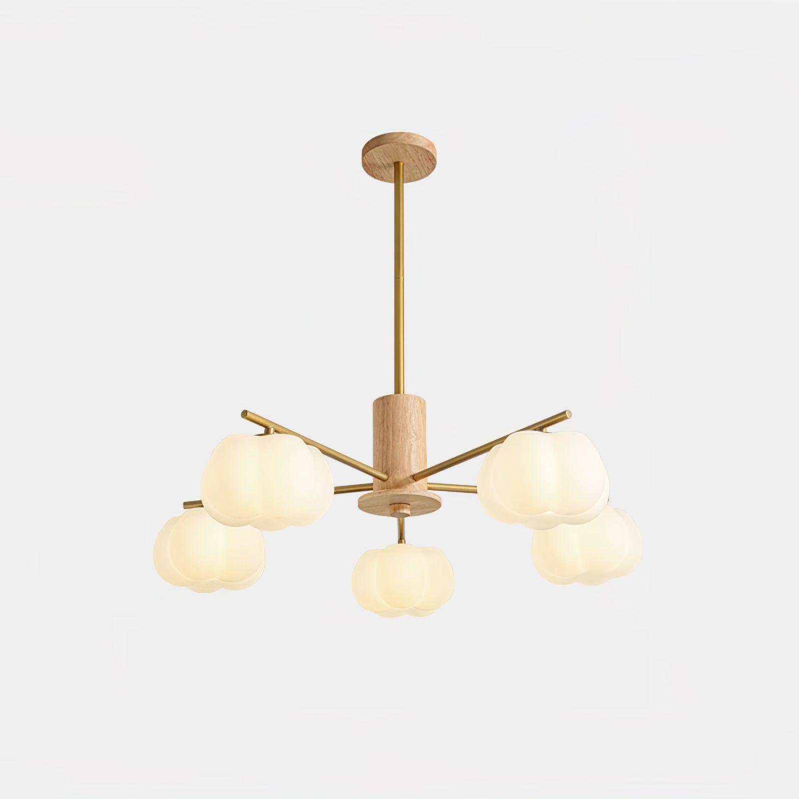 Lustra Kronleuchter Holz Baumwolle Bälle Gold PE-Letslighting