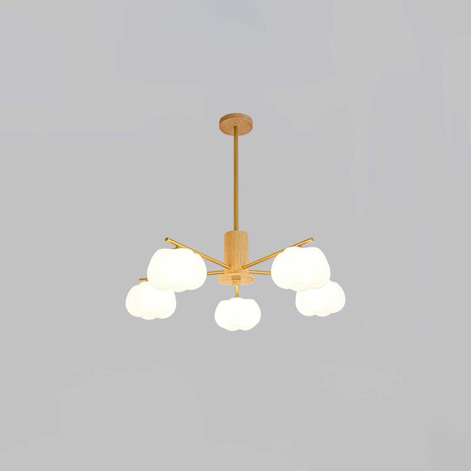 Lustra Kronleuchter Holz Baumwolle Bälle Gold PE-Letslighting