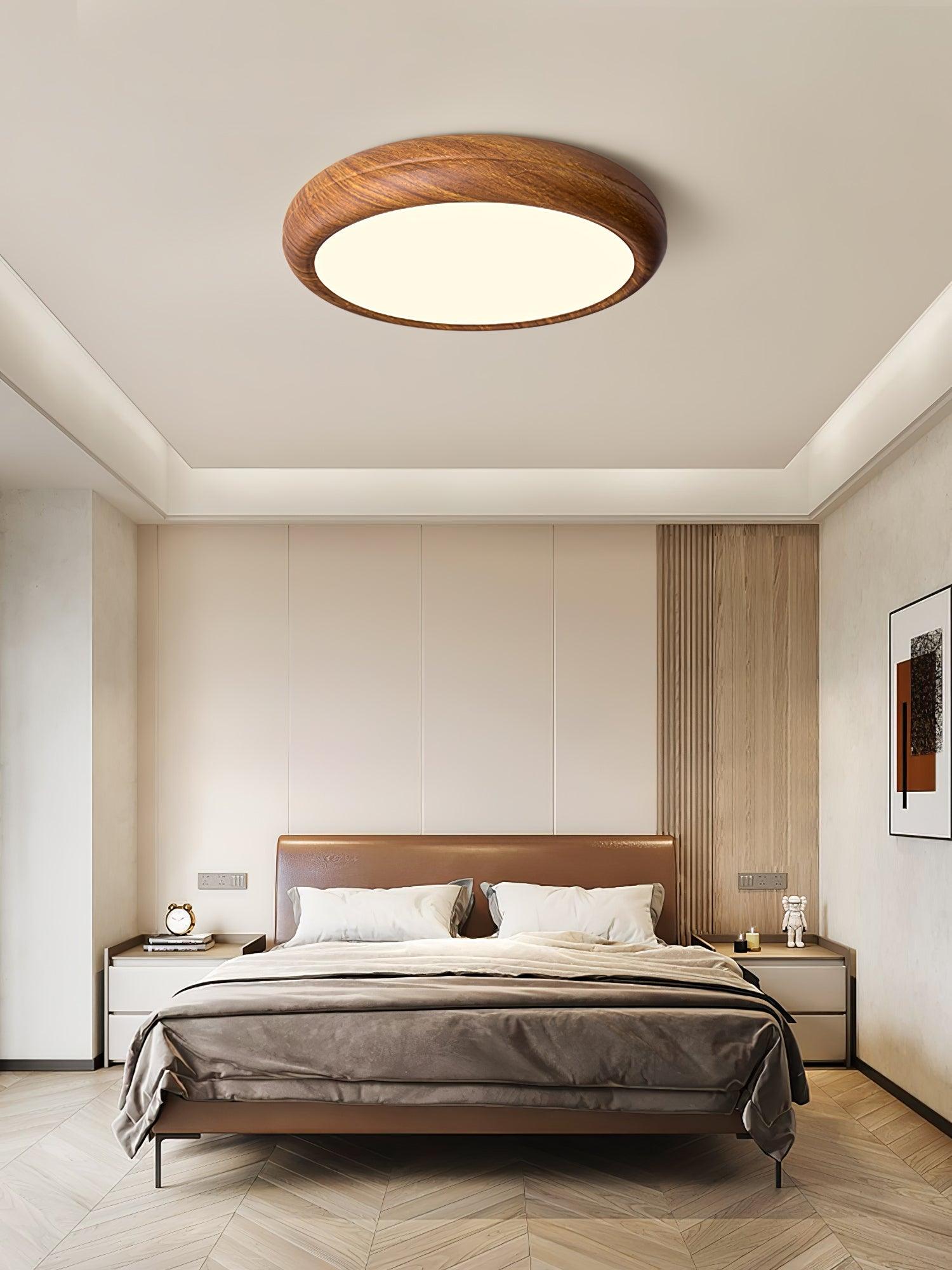 Wood Grain Round Ceiling Lamp - Blowlighting