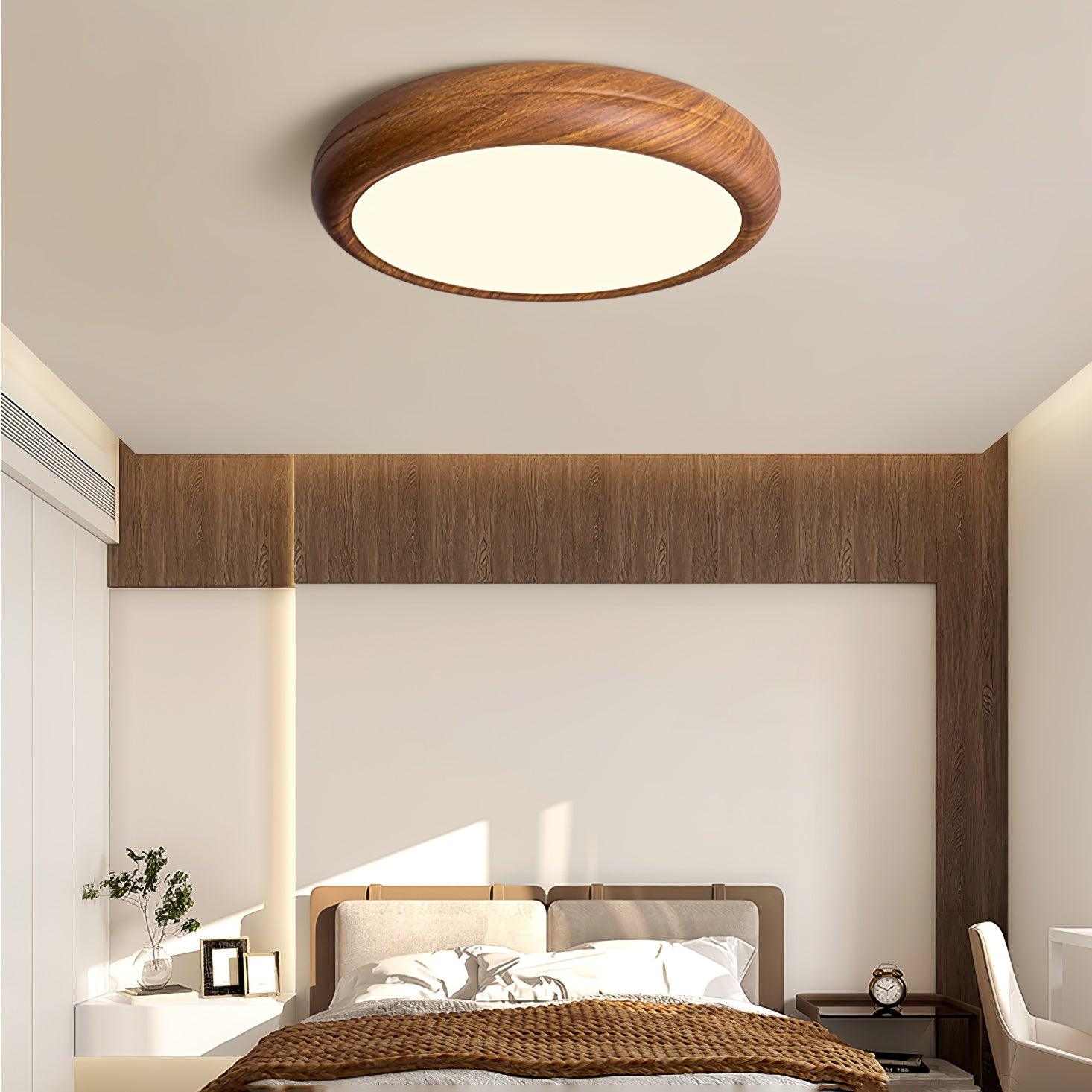 Wood Grain Round Ceiling Lamp - Blowlighting