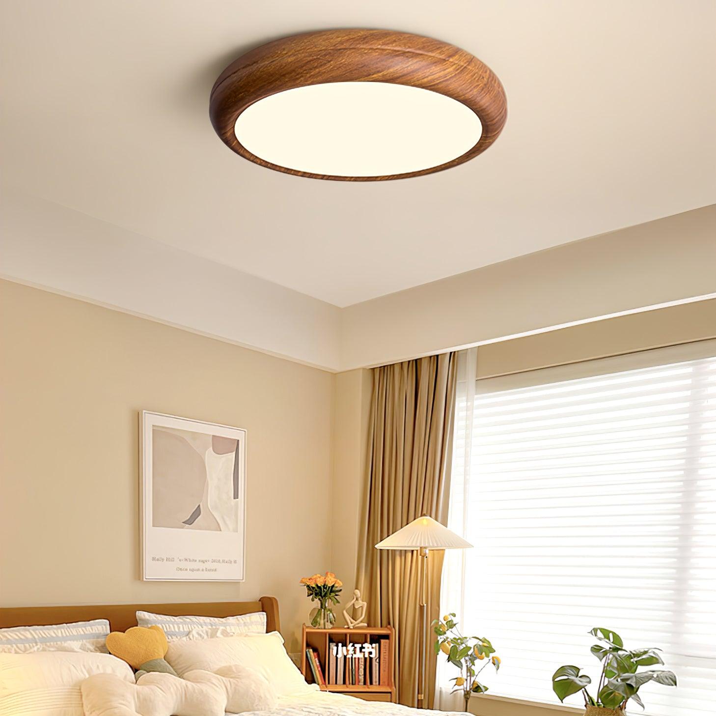 Wood Grain Round Ceiling Lamp - Blowlighting