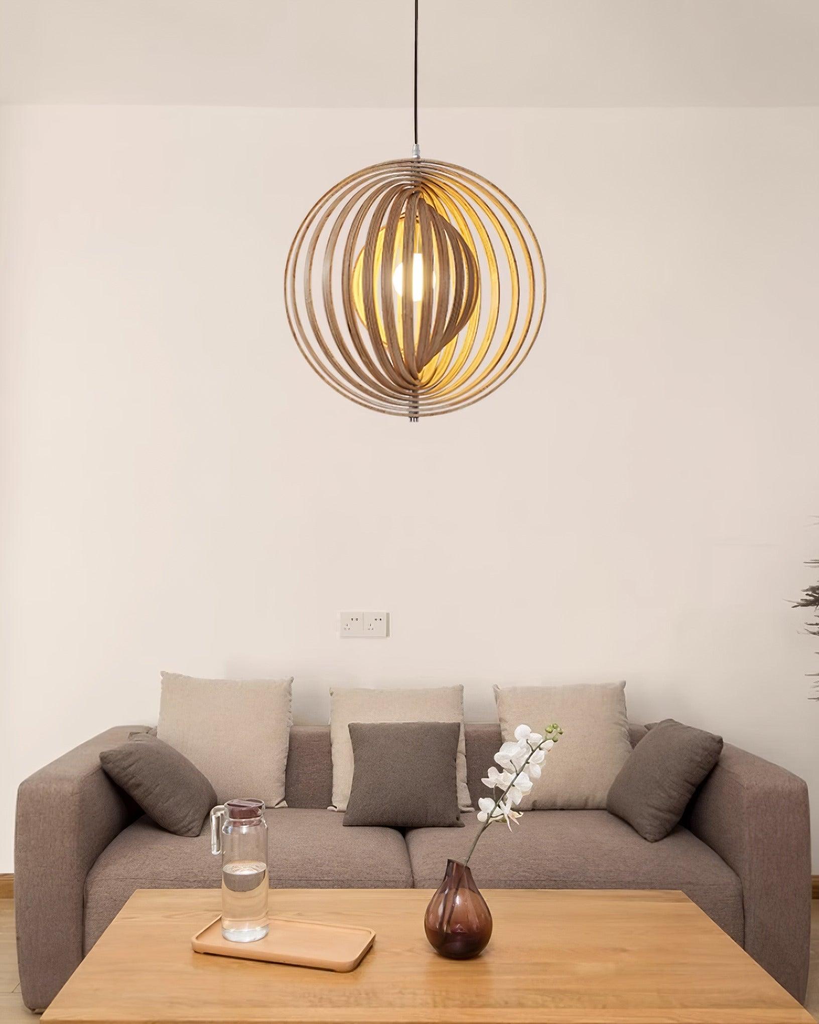 Pendelleuchte Holzringe Kugel Organisch Minimalistisch-Letslighting