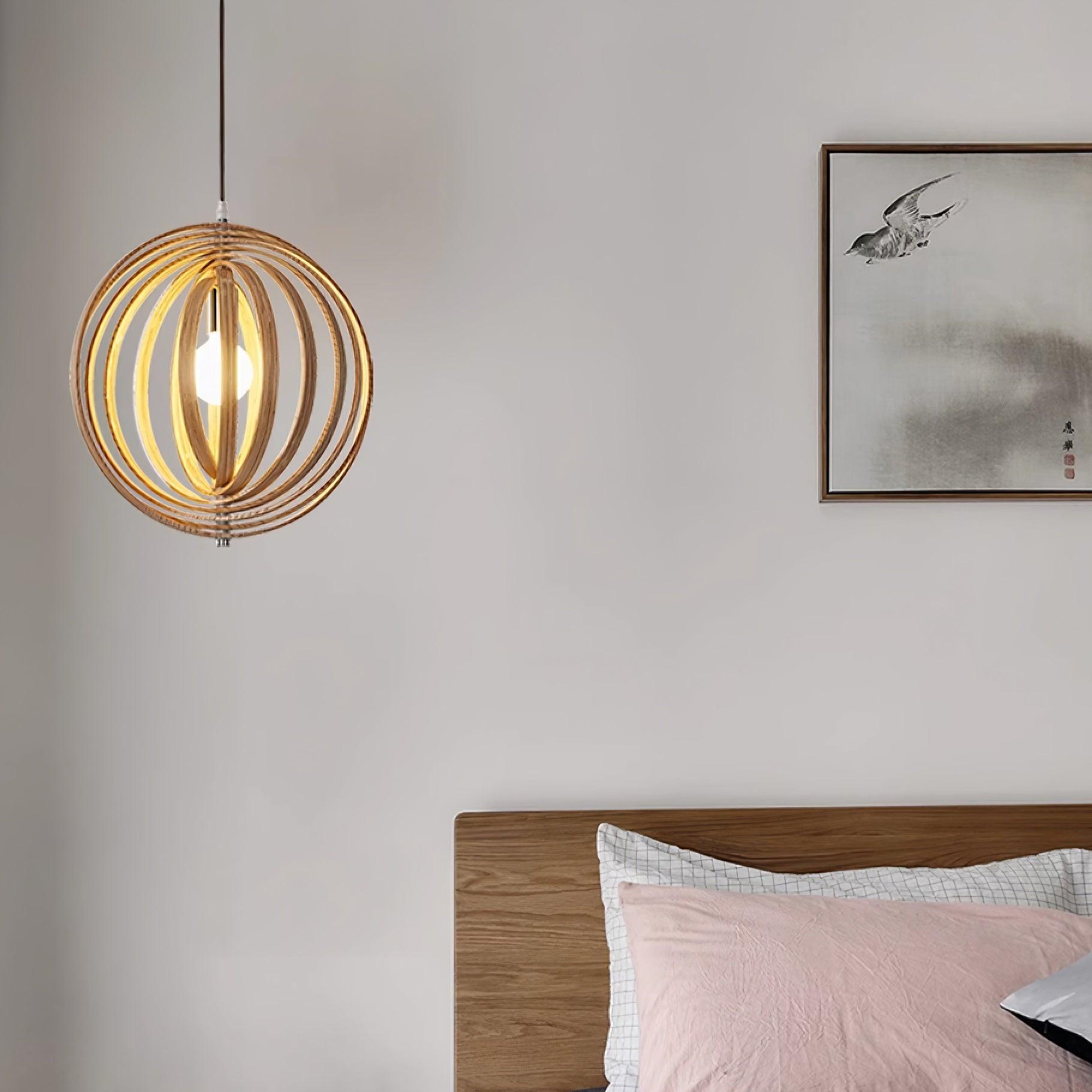 Pendelleuchte Holzringe Kugel Organisch Minimalistisch-Letslighting