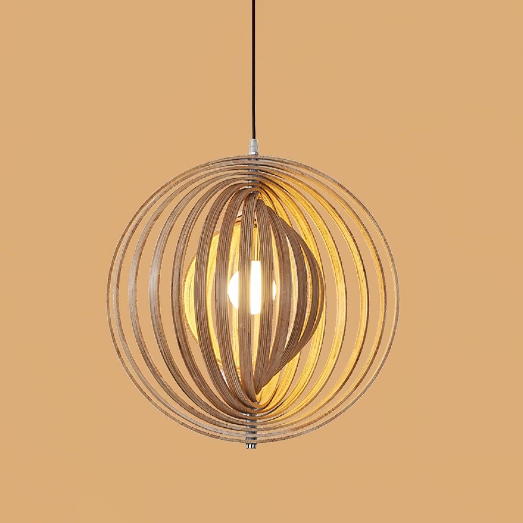 Pendelleuchte Holzringe Kugel Organisch Minimalistisch-Letslighting