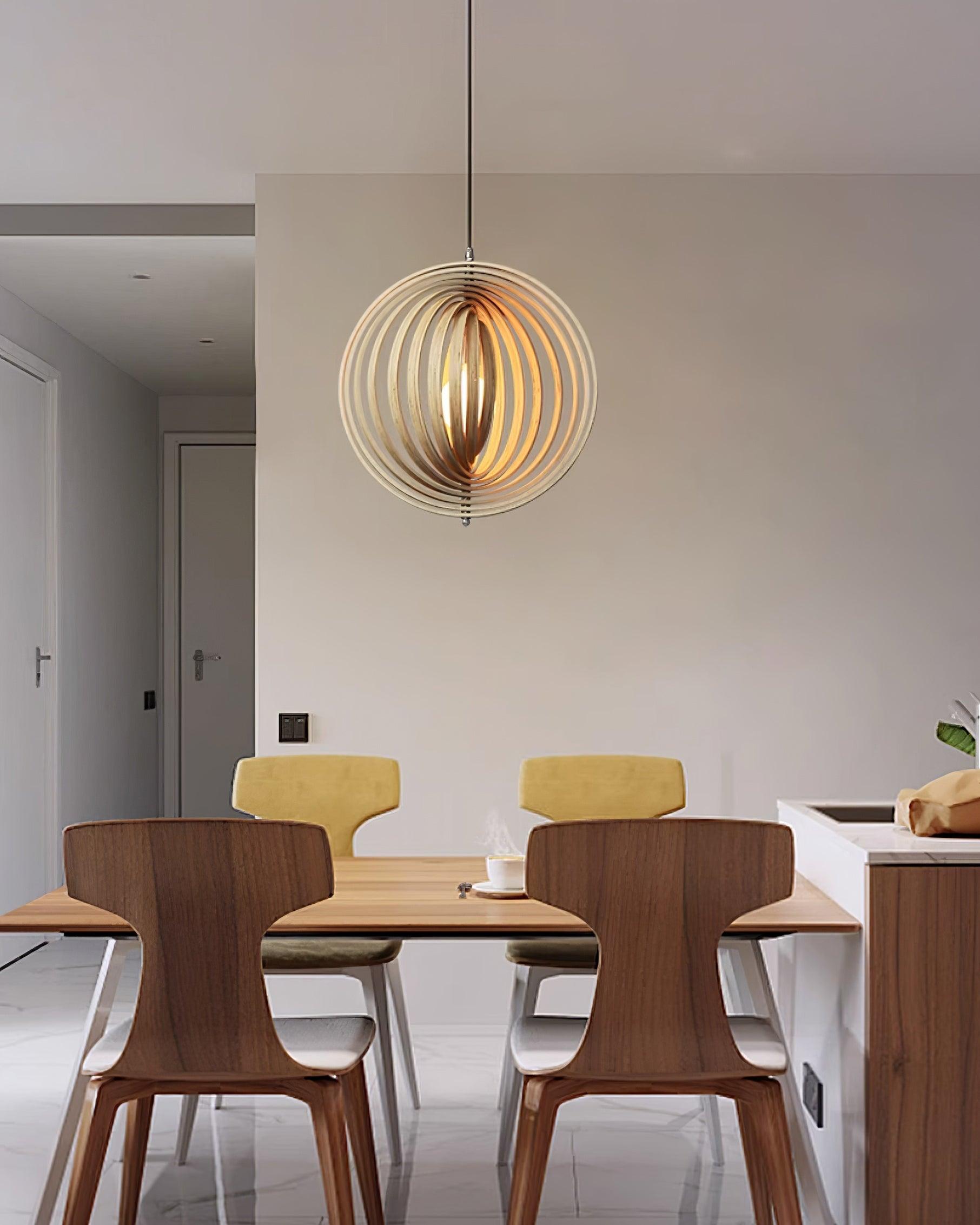 Pendelleuchte Holzringe Kugel Organisch Minimalistisch-Letslighting