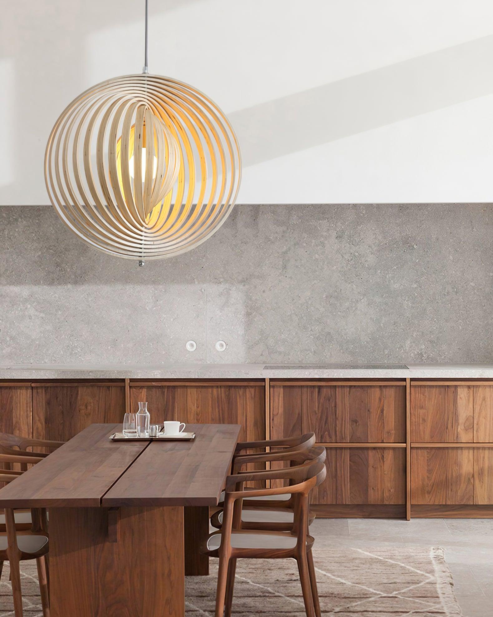 Pendelleuchte Holzringe Kugel Organisch Minimalistisch-Letslighting