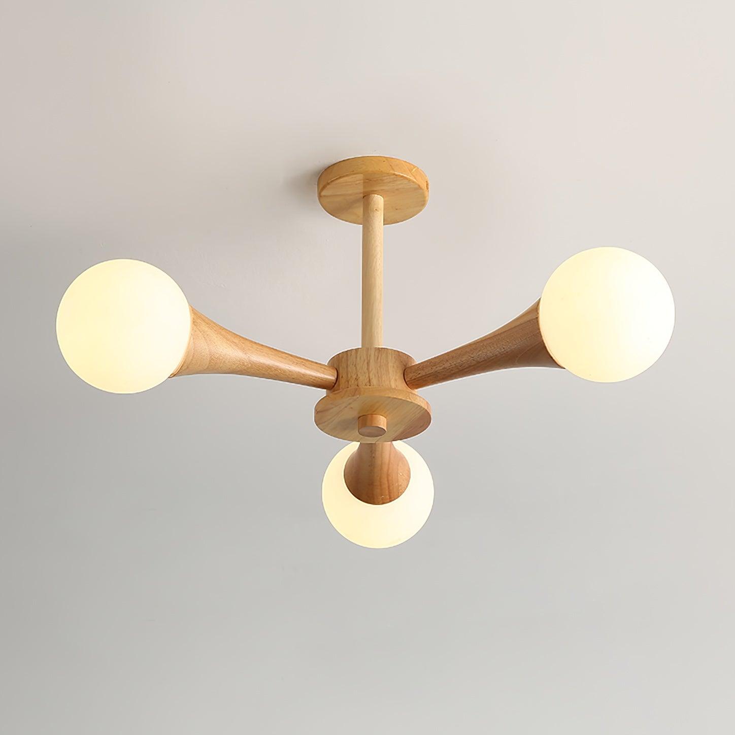 Lustra Kronleuchter Holz Globus Retro-Letslighting